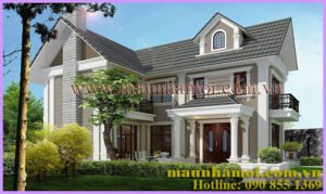 Phối cảnh nhà biệt thự 2 tầng đẹp view 2