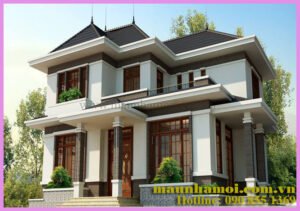 Phối cảnh nhà biệt thự 2 tầng kích thước 12x18m view 2