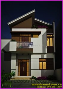 Phối cảnh nhà biệt thự 2 tầng kích thước 8x16m