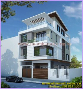 Phối cảnh nhà biệt thự 3 tầng kích thước 8x17m