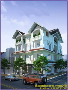 Phối cảnh nhà biệt thự 4 tầng kích thước 7x13m