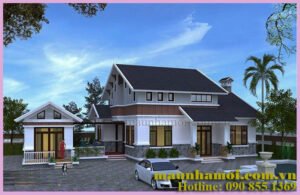 Phối cảnh nhà biệt thự sân vườn mini kích thước 11x22m view 1