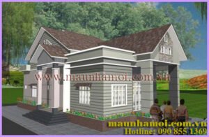 Phối cảnh nhà cấp 4 có 3 phòng ngủ view 1