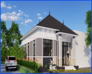 Phối cảnh nhà cấp 4 thiết kế mái nghiêng
