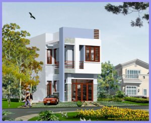 Phối cảnh nhà phố 2 tầng kích thước 5x16m