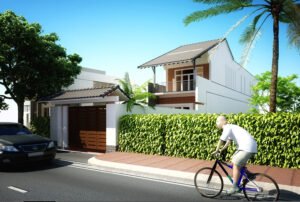 Phối cảnh nhà phố 2 tầng kích thước 5x28m view 1