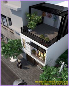 Phối cảnh nhà phố 2 tầng view 3