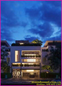 Phối cảnh nhà phố 3 tầng kích thước 8x17m view 1