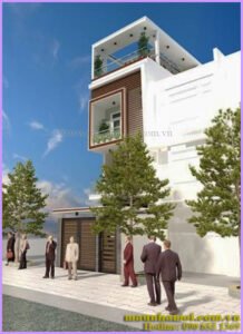 Phối cảnh nhà phố 3 tầng kích thước 5x20m view 2