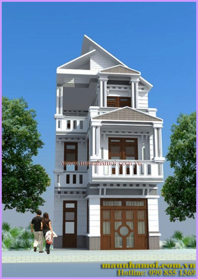 Phối cảnh nhà phố 3 tầng kích thước 6x16m view 1