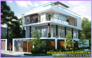 Phối cảnh nhà biệt thự 3 tầng kích thước 10x12m view 1