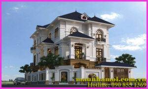 Phối cảnh biệt thự 3 tầng cổ điển kích thước 9x16m view 1