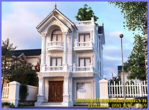 Phối cảnh nhà biệt thự tân cổ điển 3 tầng đẹp