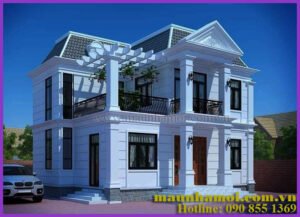 Phối cảnh nhà biệt thự cổ điển 2 tầng view 1